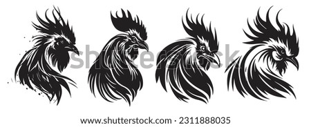 Rooster vector silhouette illustration black shape
