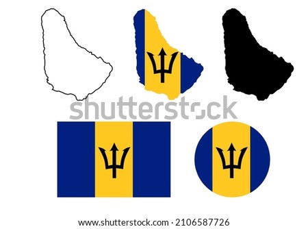 barbados flag map set vector icon isolated on white background