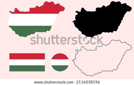 hungary map flag icon vector.hungaria map flag set