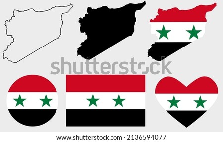 syria map flag icon set