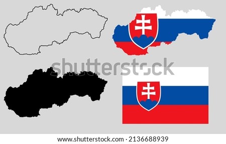 slovakia map flag icon set