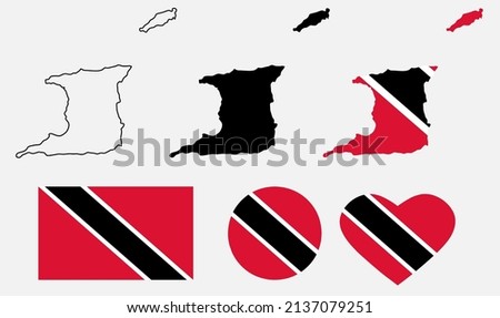 trinidad and tobago map flag icon set