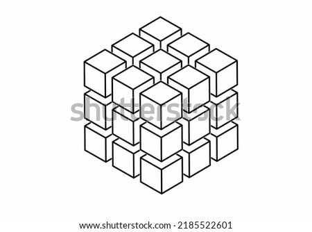 cube 3d combination puzzle isolated on white background