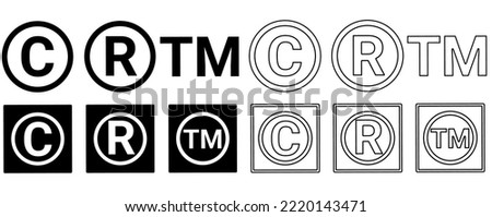 copyright trademark Symbol set isolated on white background