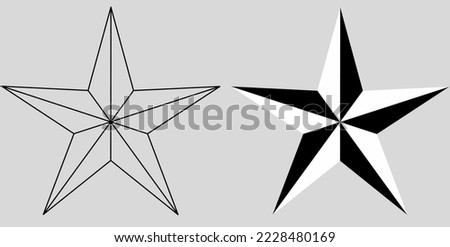 outline silhouette lone star icon set isolated on gray background
