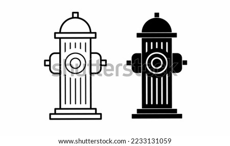 outline silhouette fire hydrant icon set isolated on white background