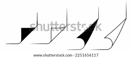 outline silhouette page corner icon set isolated on white background
