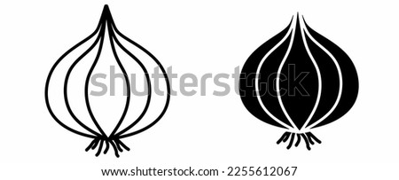 outline silhouette onion icon set isolated on white background