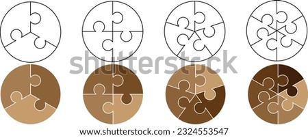 round puzzle pie chart icon set