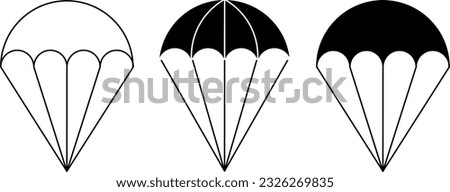 outline silhouette Parachute icon set