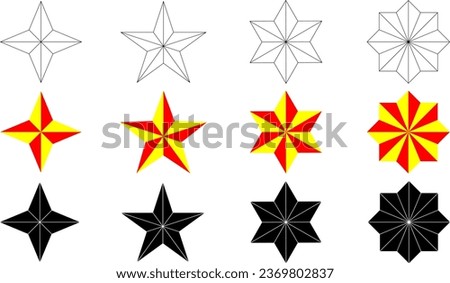 polygon Star icon with 4,5,6,8 points icon set