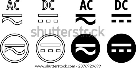alternating current and direct current sign.ac dc symbol set