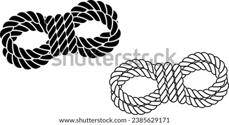 outline silhouette roll of rope icon set