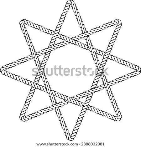 outline regular octagram star rope icon