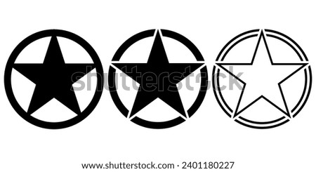 black white U.S Military star badge set