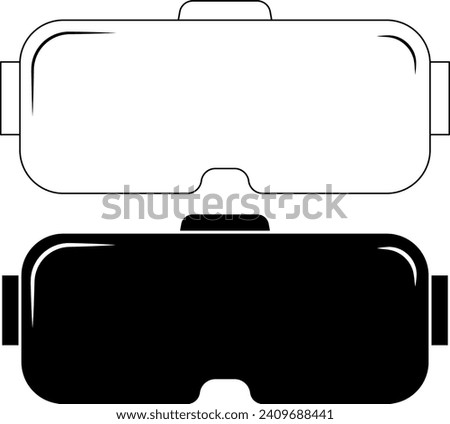 outline silhouette Virtual reality vr glasses icon set