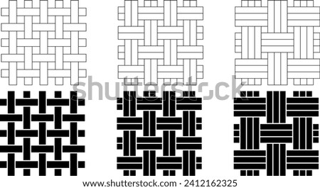 outline silhouette Weave fabric icon set