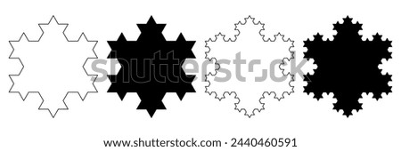 outline silhouette Koch snowflake icon isolated on white background