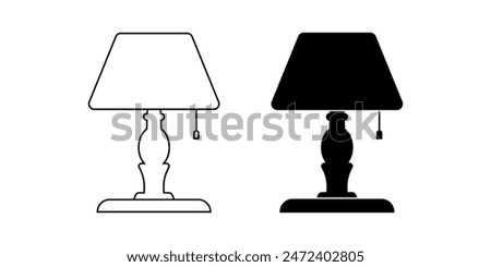 table lamp with lampshade icon set