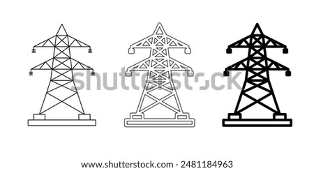 Transmission tower icon set isolated on white background