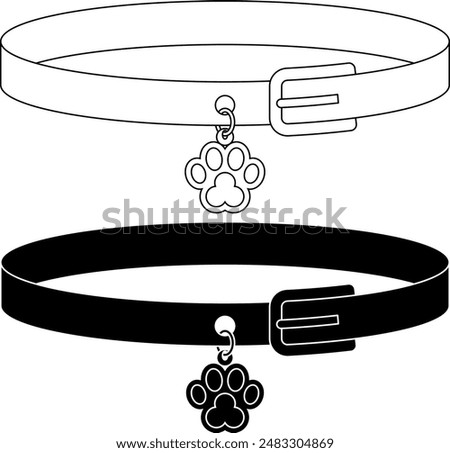 outline silhouette dog collar icon set