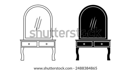 dressing table icon set isolated on white background