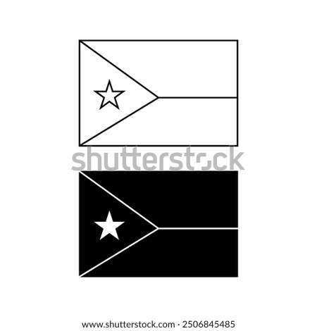 black white Djibouti flag icon set