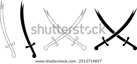 crossed Zulfiqar sword icon set