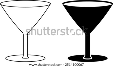 outline silhouette Martini glass icon set