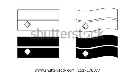 Flag of Nauru icon set isolated on white background