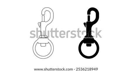 Swivel ring Bolt snap icon set isolated on white background