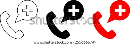 outline silhouette emergency call icon set