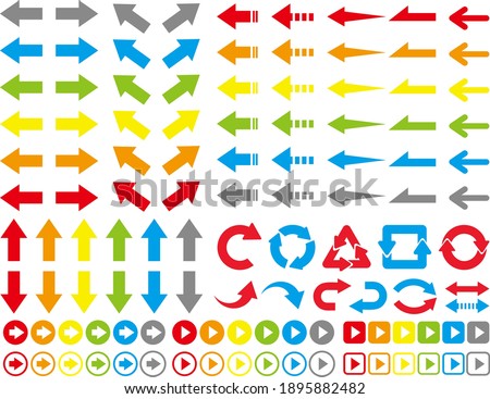 Set of colorful arrows and button icons