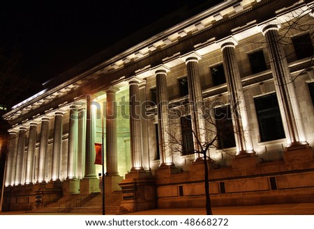 Facade of Court of Appeal of Quebec in Montreal at Night