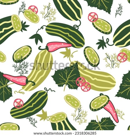 Image, Stock Photo Cucumber slice pattern isolated on white background. Cucumis sativus backdrop