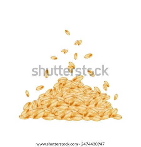 Watercolor heap of bread grains, wheat seeds. Vector cut out from background