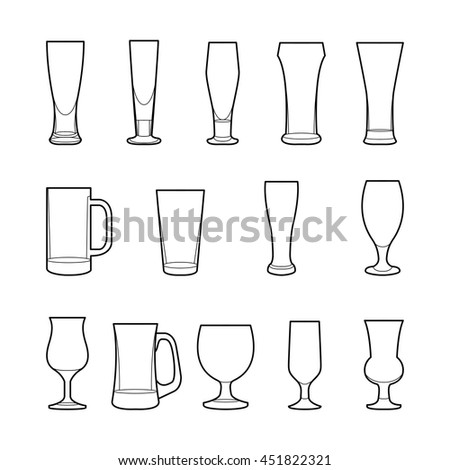 Craft Beer Glassware. Beer outline vector illustration.