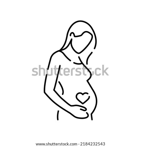 Pregnancy care linear icon. Prenatal period. Motherhood, parenthood. Expecting baby. Medical procedure. Thin line illustration. Contour symbol. Vector isolated outline drawing. Editable stroke 
