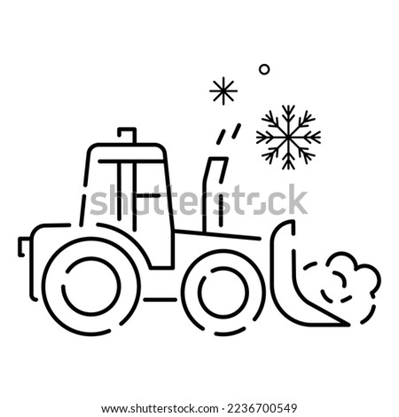 Snow removal Winter season service linear icons. Christmas. Studded tires for car. Customizable thin line contour symbols. Tractor 