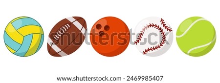 Sports fields. Sport balls. Playground sport concept. Sign, symbol, icon or logo isolated. Flat design. Cartoon vector illustration