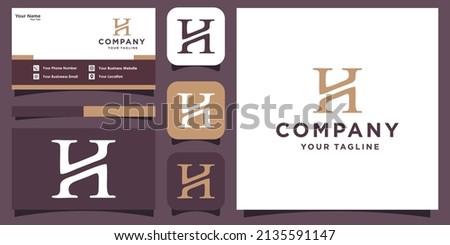 Letter h monogram logo with business card design Stock fotó © 