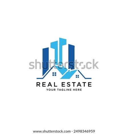 city building skyline house apartment vector logo design template