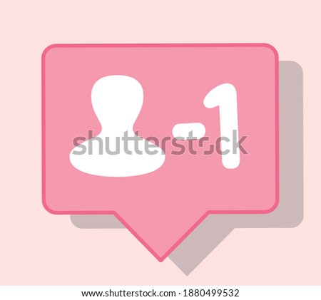 Social media icon emoji for unfollow in pink color with pastel pink background 