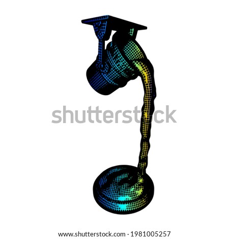 Molten metal poured from ladle vector 3D greed cartoon