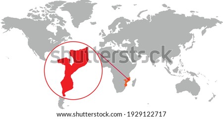 
Mozambique map. Isolated world map. Isolated on white background. Vector illustration.