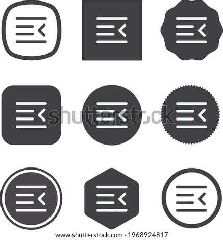 text ,indent ,right icon . web icon set . icons collection. Simple vector illustration.