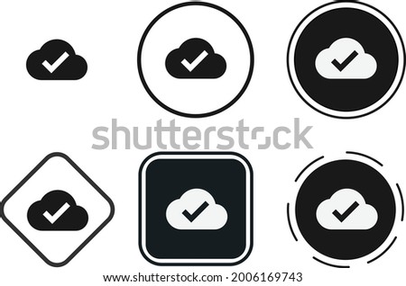 cloud done icon set. Collection of high quality black outline logo for web site design and mobile dark mode apps. Vector illustration on white background