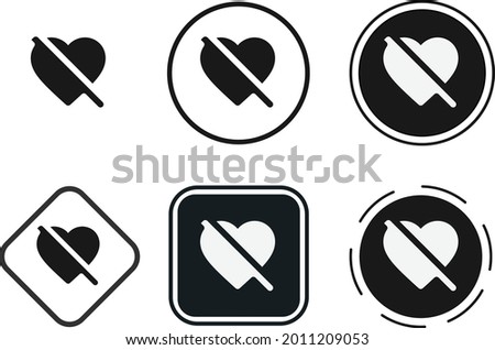 heart dislike icon set. Collection of high quality black outline logo for web site design and mobile dark mode apps. Vector illustration on white background