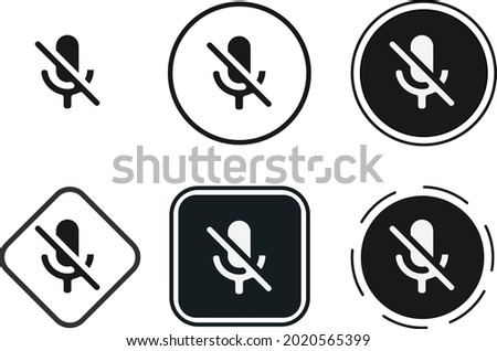 mic off icon set. Collection of high quality black outline logo for web site design and mobile dark mode apps. Vector illustration on white background