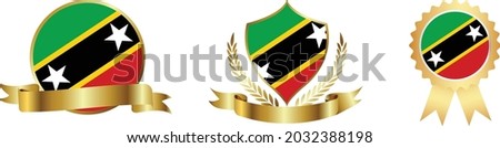 Saint Kitts and Nevis flags. Symbols of countries map